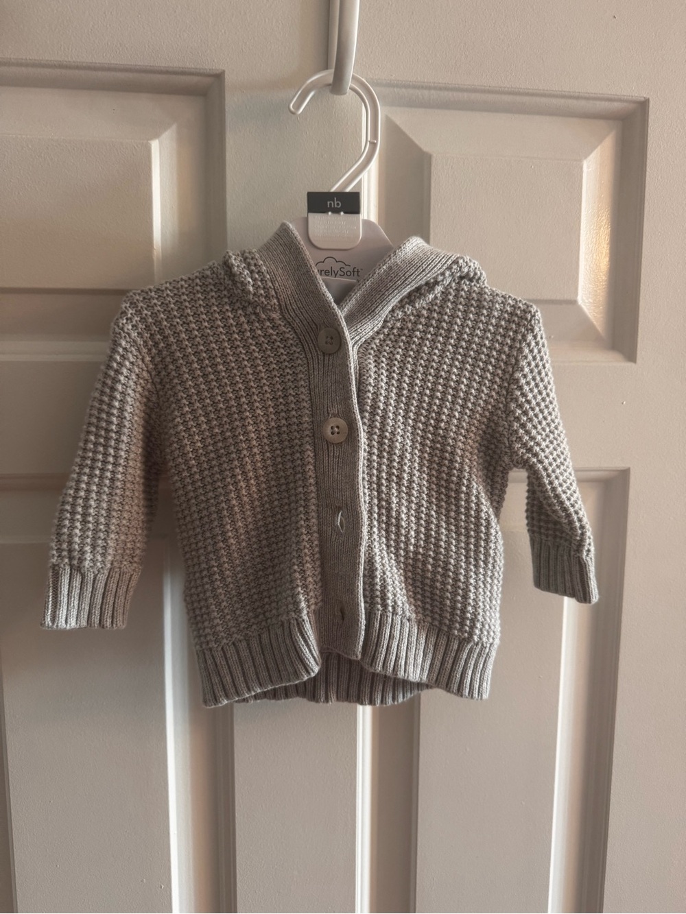 Nordstrom Light Gray Knit Hooded Button-Up Sweater